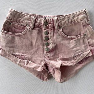Free People pink denim shorts